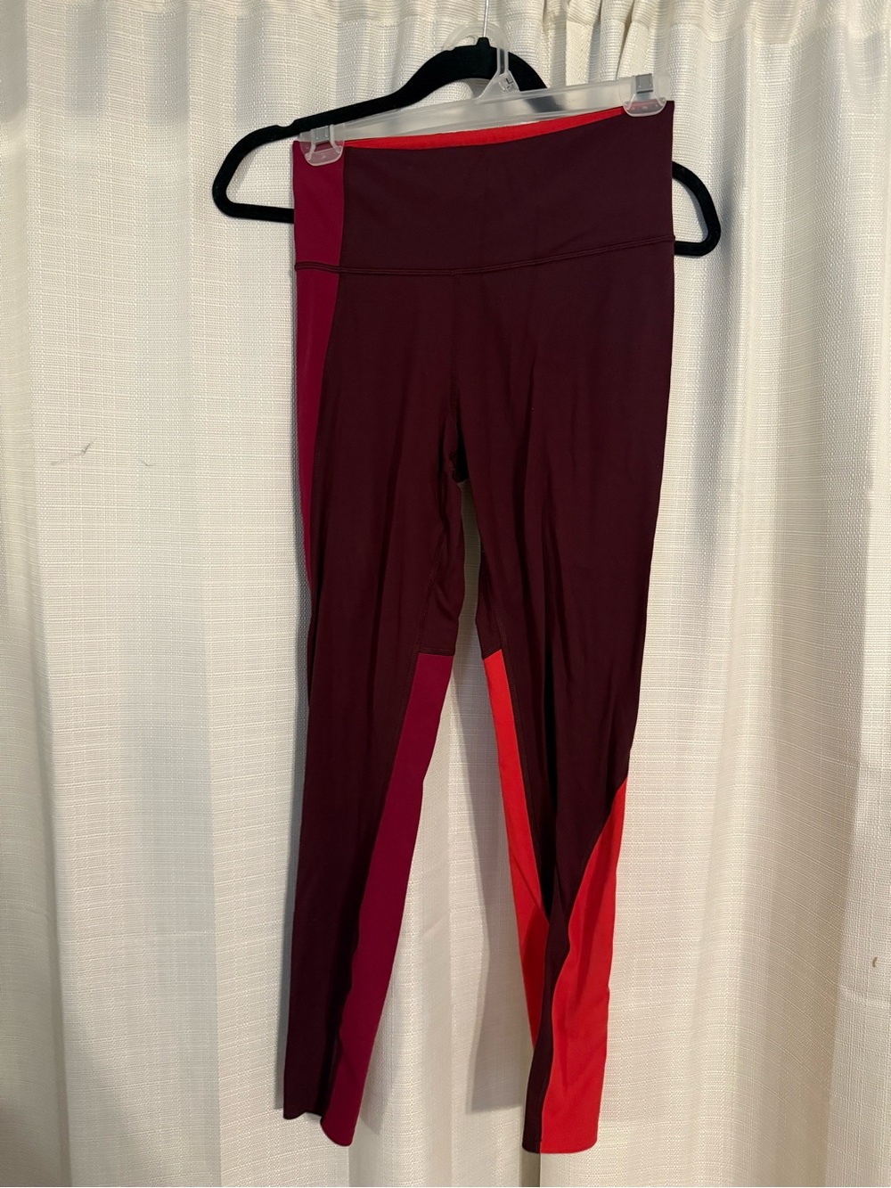 Athleta ASYM Colorblock High-Waist Athletic Leggings - Burgundy/Red